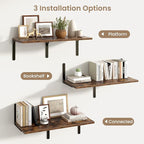 Fun Memories Rustic Brown 12 Inch Deep Floating Shelves Set of 2, Wall Mounted - Image 6