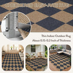 Lahome Checkered Easy Jute 5x7 Outdoor Patio Rug, Living Room Rugs Washable | - Image 4
