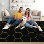 Noahas 5x7 Black Gold Fluffy Soft Area Rug Non-Slip - Image 4