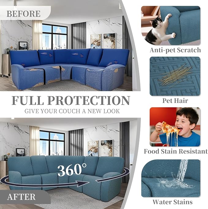100% Waterproof Sectional Recliner Couch Covers - Image 5