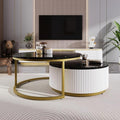 27.6" Modern Round Nesting Coffee Table Fluted by Flieks