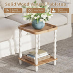 karlott End Table, 2-Tier Farmhouse Side Table, 18.9'' Handcrafted Weathered - Image 3