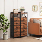 Somdot Tall Nightstand for Bedroom, Tall 5 Drawers Dresser, Vertical Storage - Image 4