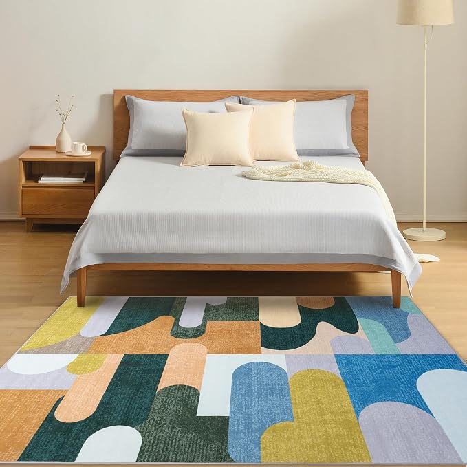 Living Room Rug 6x9 Light Green Area Rug Machine Washable Carpet Non Slip - Image 2