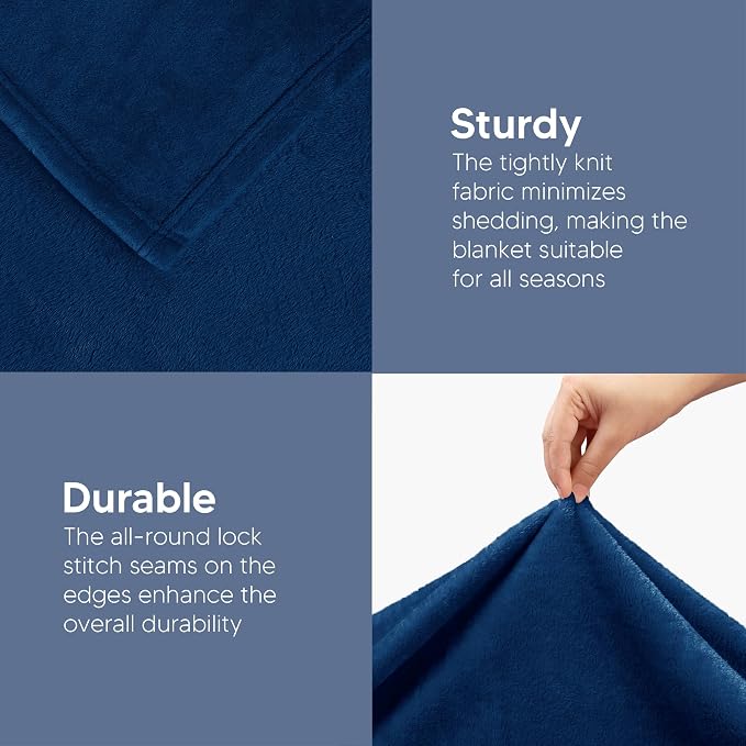 Utopia Bedding Ultra Soft Fleece Bed Blanket Full Size Navy | Microfiber Plush - Image 7
