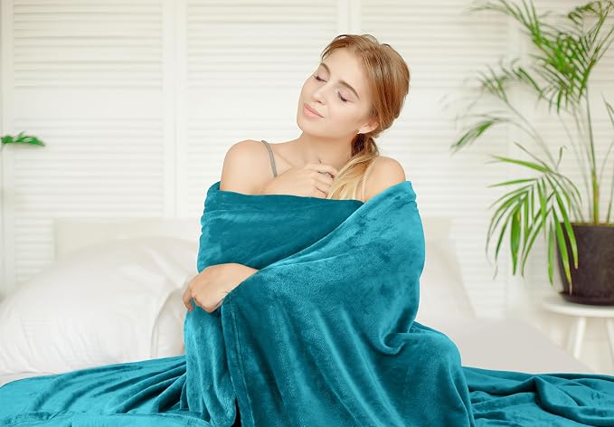 Utopia Bedding Soft Fleece Bed Blanket Full Size Turquoise | Microfiber Plush - Image 4