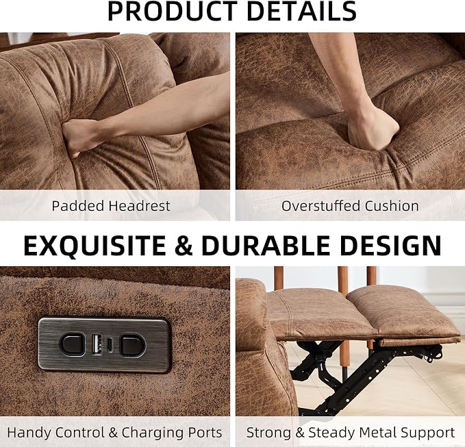 EBELLO 2 Piece Power Faux Leather Recliner Sofa Set, Reclining Living Room - Image 3