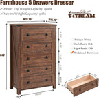 T4TREAM Farmhouse 5 Drawers Dresser Chests - Image 2