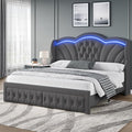 Keyluv Queen Bed Frame with LED Lights and 2 Storage Drawers, Velvet by KeyluvHome