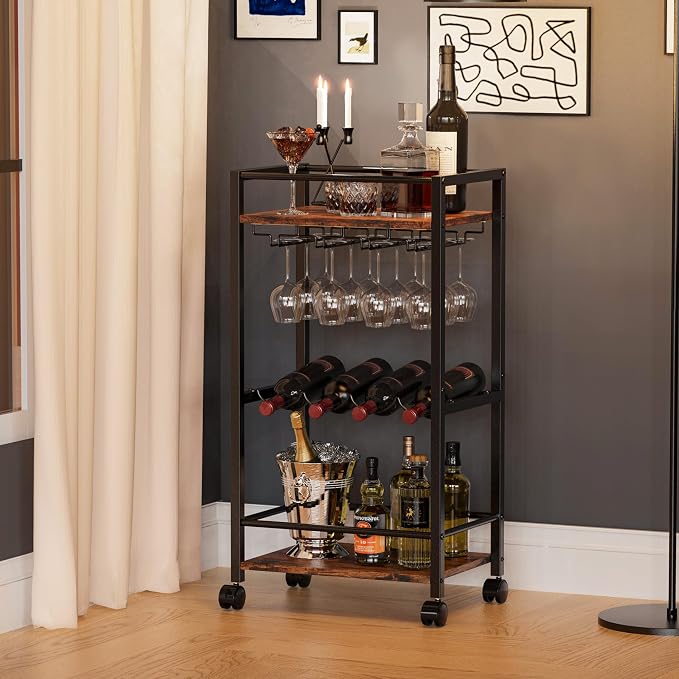 Bar Cart, Home Bar Serving Cart, Mobile Kitchen Carts - Image 9