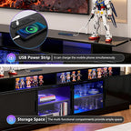 70 Inch Black TV Stand for Living Room, LED Entertainment Center for Gaming - Image 4