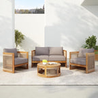 Christopher Knight Home Nesbit 4 Pieces Conversation Set, Acacia Wood Chat Set - Image 3