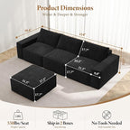 Vesgantti 114" Modular Sectional Boneless Couch, Modern 3 Seater Sofa - Image 3