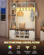 Hzuaneri 47.2" Hall Tree, LED Farmhouse Entryway Storage and Coat Rack Wood - Image 4