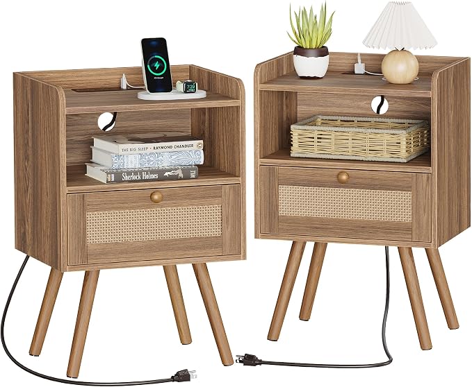 SUPERJARE Nightstands Set of 2, Night Stands by SUPERJARE
