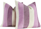 AmHoo Pack of 2 Farmhouse Stripe Check Throw Pillow Covers Set Case Cotton by AmHootextile