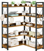 DUMOS 65 inch L Shaped Bookshelf, 5 Tier Corner Bookcase by DumosLifestyle