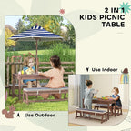 Qaba Kids Picnic Table, Outdoor Wooden Table & Bench Set - Image 5