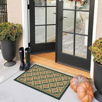 Front Door Mat Outside Entrance, 2x3 Green Brown Floral Trellis Rug | Non-Slip - Image 9