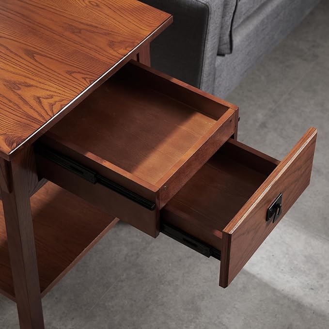 Leick Home Mission End Table, Solid Wood, 1 Storage Drawer, Secret Compartment - Image 6
