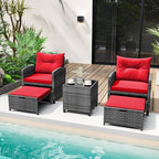 Tangkula 5 Pieces Patio Conversation Set, PE Wicker Rattan Outdoor Furniture Set - Image 2