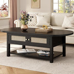 LVB Rattan Coffee Table, Boho Wood Living Room Table - Image 8