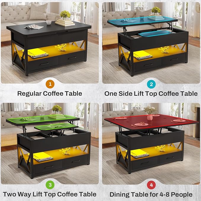 Itaar 40" Lift Top Coffee Table, 4 in 1 Coffee Tables - Image 4