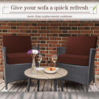 Newwiee 8 Pcs Stretch Patio Outdoor Cushion Covers Replacement, Dark Coffee | 4 - Image 3