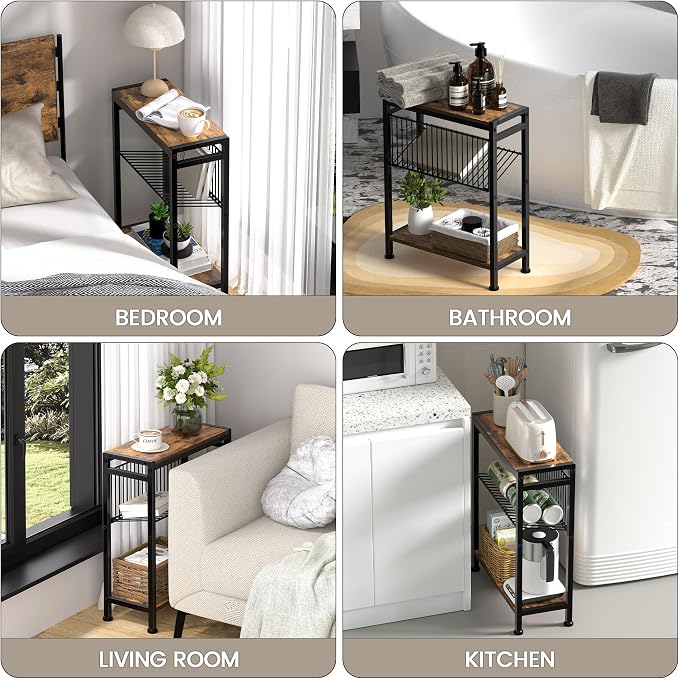Small Side Table for Small Space, 3-Tier Narrow End Table - Image 5