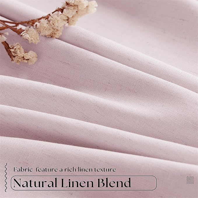 Light Pink Pinch Pleat 100% Blackout Linen Bedroom Curtains 96 Inch Length | - Image 5