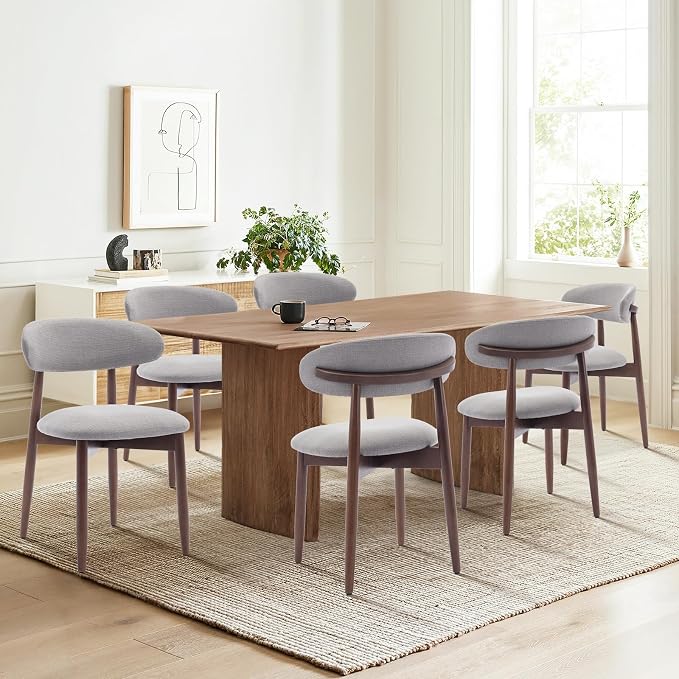 COLAMY Wooden Dining Chairs Set of 2, Modern Fabric Upholstered Dining Room - Image 3