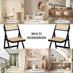 Furlide Rattan Folding Chairs, Modern Mid Century Dining Chairs Set of 2 - Image 8