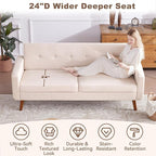 Tbfit 77.2" W Linen Sofa Couch, Mid Century Modern Decor Loveseat Couches - Image 6