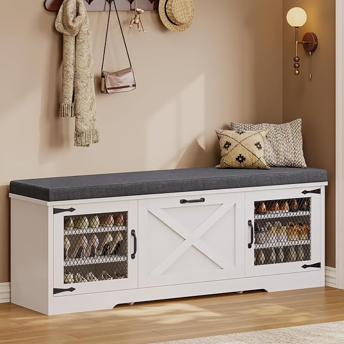 UPOSOJA Farmhouse Storage Bench - Image 9
