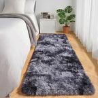 Runner Rugs for Bedroom Living Room, Fluffy Tie-Dyed Dark Grey 2x6 Area Rug | - Image 5