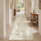 Soalmost Abstract Runner Rug 2x8 Hallway Kitchen Runners Beige/Gray | Vintage - Image 2
