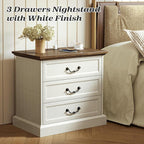 Huuger Nightstand with Charging Station, 3 Drawer Night Stand, 22 Inch Wider - Image 3
