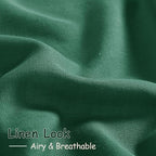 Dark Green Linen Curtains for Living Room 63 Inches Long 2 Panel Set Light - Image 5