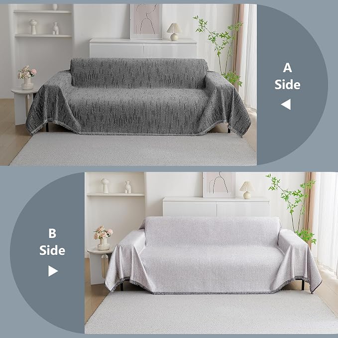 MYSKY HOME Couch Covers for Sofa, Dog Couch Cover Protector, Dark Grey Lines - Image 6