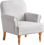 HUIMO Linen Fabric Accent Chair, Mid-Century Modern Armchair - Image 8