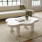 40" Cloud Coffee Table with 4 Round Table Legs, Modern Irregular Center Table - Image 4