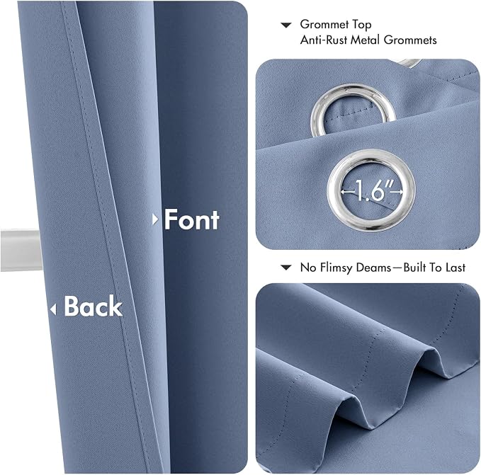MIULEE Blackout Curtains for Bedroom 2 Panels 40 x 63 Inch Long Denim Blue | - Image 4