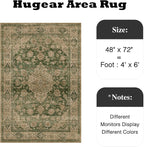 4x6 Green Retro Floral Washable Area Rug - Image 2