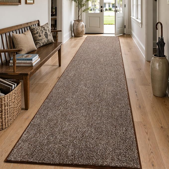 2x10 Coffee/White Runner Rug Washable Non-Slip - Image 3