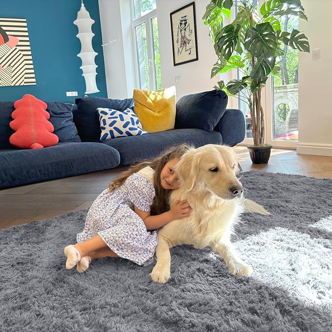 OLANLY 3x5 Machine Washable Small Bedside Rug, Soft Fluffy Shaggy Rugs - Image 5