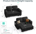 LINSY HOME Loveseat Sofa with Pull Out Couch Chaise: 2-in-1 Convertible 2 - Image 2