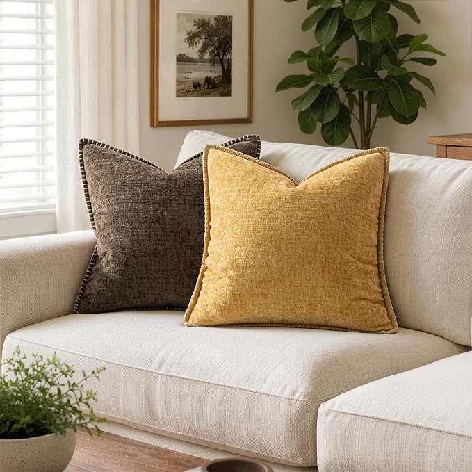 MIULEE Decorative Couch Throw Pillow Covers 20x20 Inch Gold 2 Pack | Mustard - Image 4