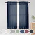 Blue Sheer Curtains, Sheer Curtains 63 inch Length 2 Panels Set, Rod Pocket by OWENIE