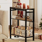 Side Table for Small Space, 3-Tier Narrow End Tablewith Magazine Holder - Image 4