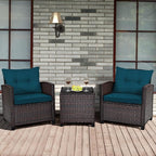 HAPPYGRILL 3 Pieces Patio Conversation Set, Outdoor Furniture Set PE Rattan - Image 2